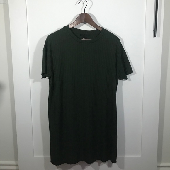 Forever 21 Army Green Ribbed T-Shirt Dress - Picture 1 of 6